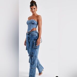 NWT BABYBOO Brooklyn Cargo Pants Dark Wash